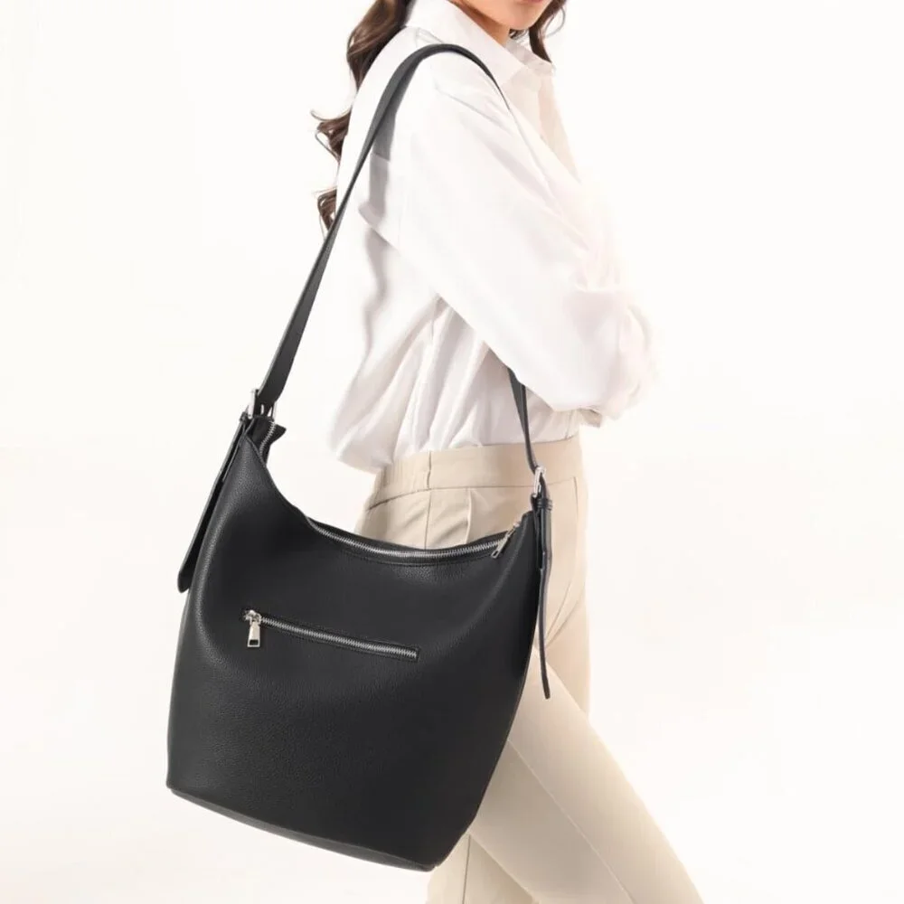 Leather Hobo Crossbody Bag Adjustable Strap Spacious Womens Handbag